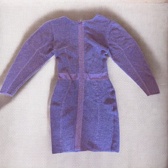 Herve Leger Purple Off-Shoulder Mini Dress - Picture 3 of 11